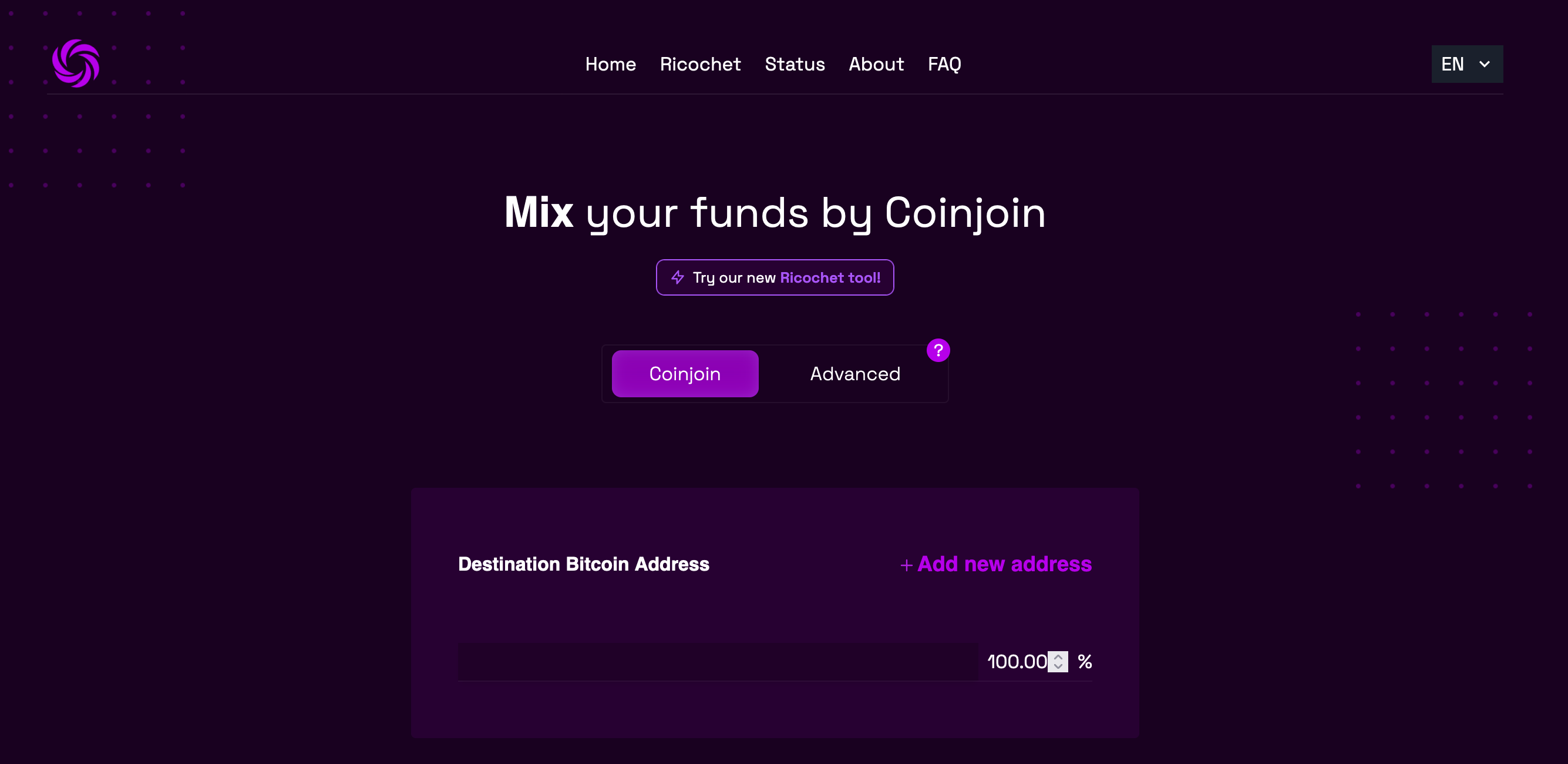 Mixero Bitcoin Tumbler Features